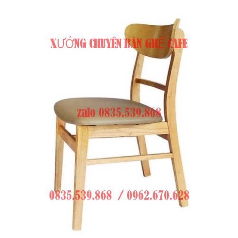 Ghế gỗ cafe, Quán ăn, Ngồi học, Làm việc chất liệu 100% gỗ cao su tự nhiên