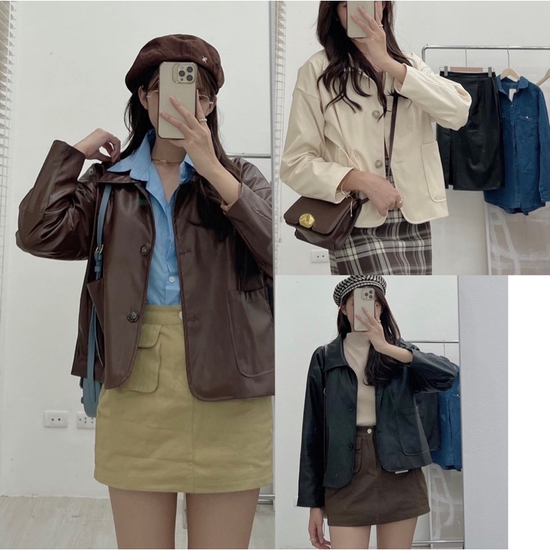 [NEW]ÁO KHOÁC DA LỬNG TÚI BỤNG “FAIRY” siêu trendy