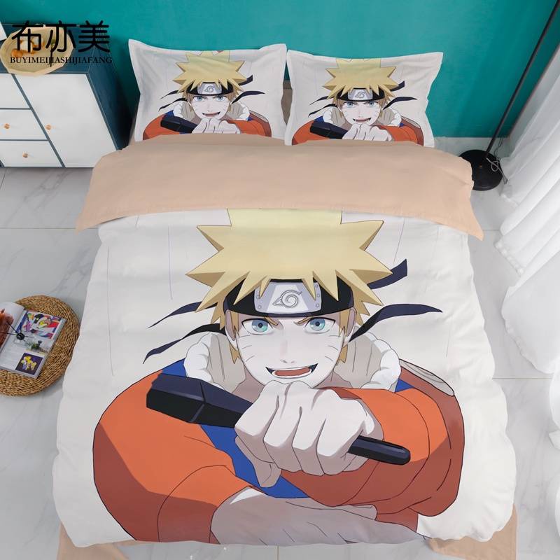 Bộ Chăn Ga Và Vỏ Gối 3 Trong 1 In Hình Naruto Sasuke