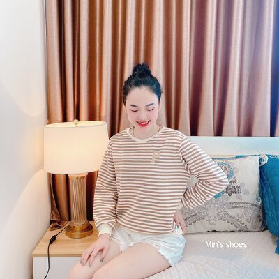 Min's Shoes - Áo sweater nữ kẻ sọc oversize hàn quốc Áo 418 - Kẻ 2 màu P