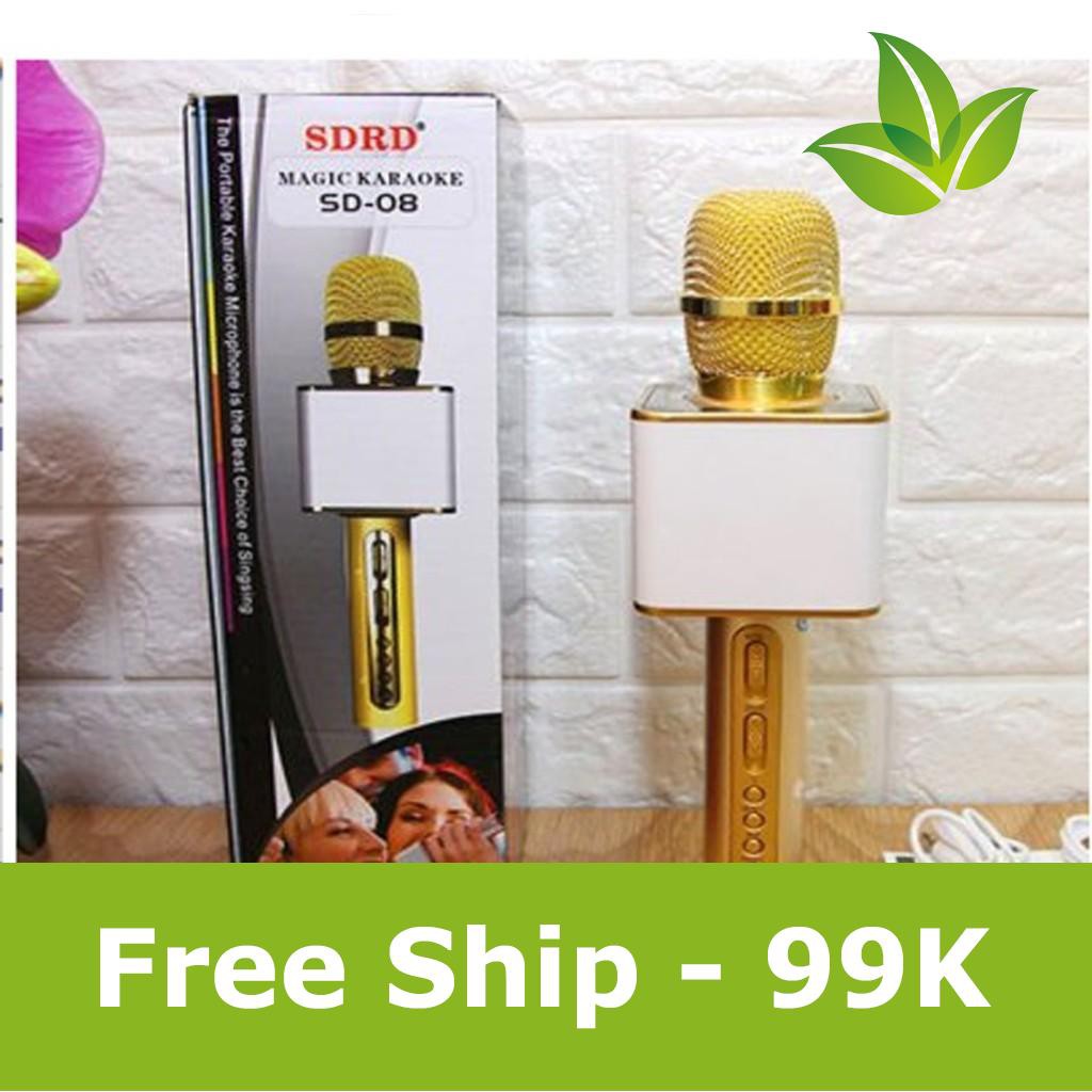 [Giá tốt] SD-08 Míc hát micro karaoke Loa kèm micro 3 trong 1 kết nối Bluetooth hỗ trợ ship