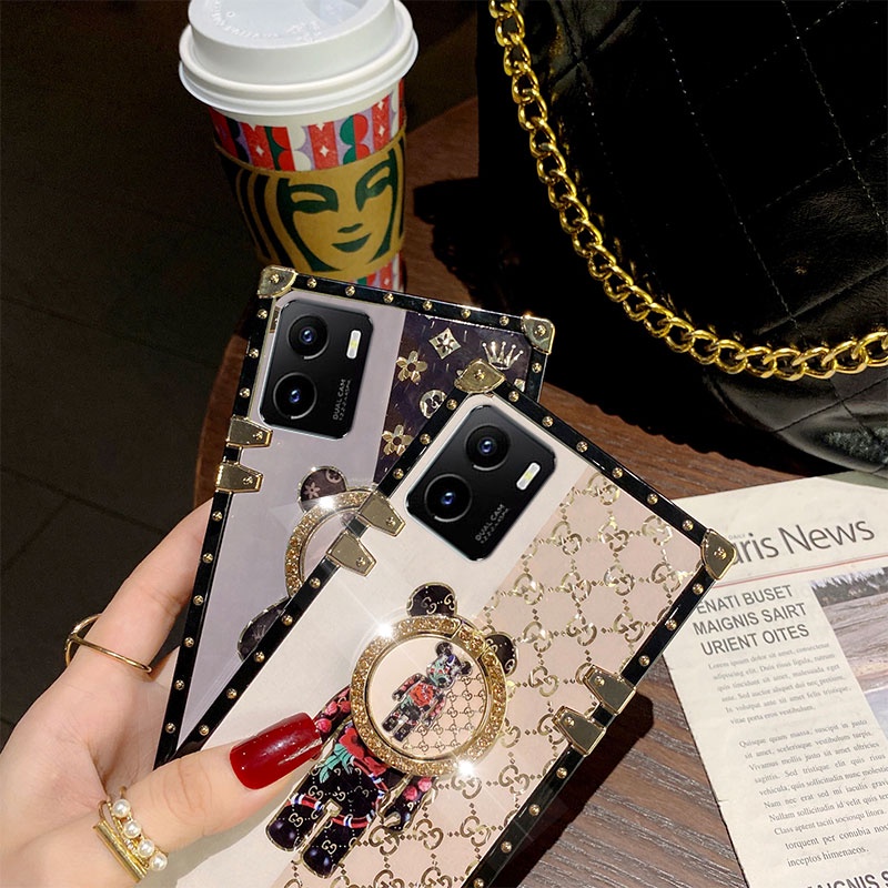 Ốp Điện Thoại Lấp Lánh In Hình Gấu Cho Vivo Y15S Y15A Y3S Y11 Y12 Y17 Y77 Y02S Y35 Y22 Y16 V25 V27 PRO V25E V27E