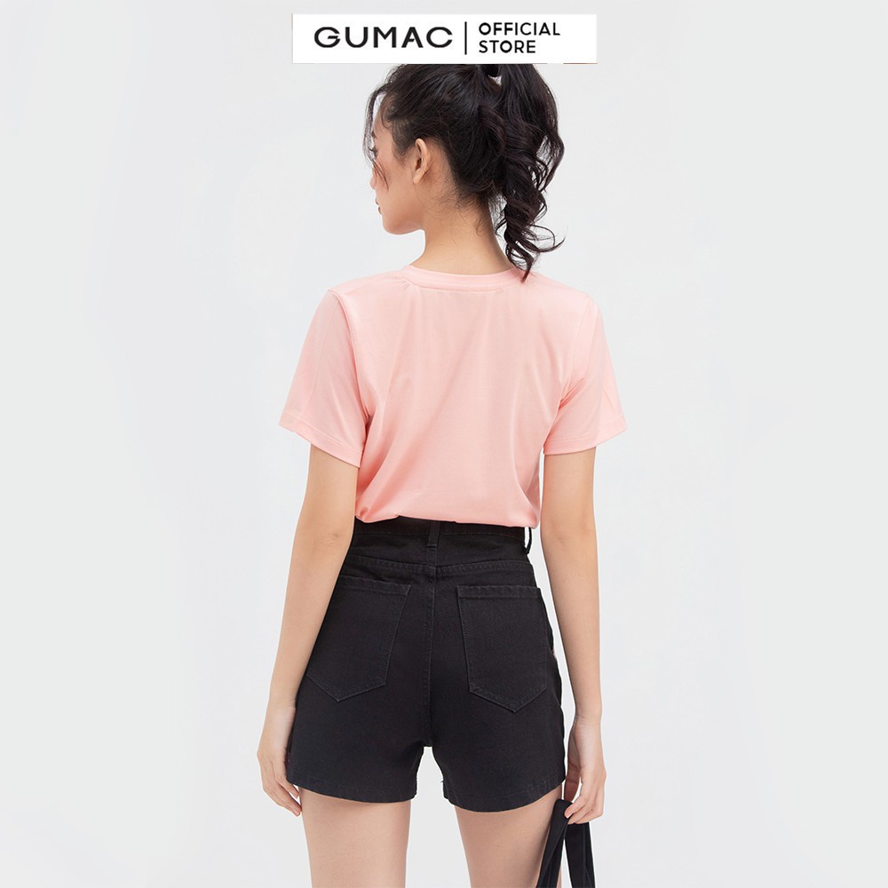 [Mã WABRGUM giảm 10% tối đa 30K đơn 99K] Áo thun nữ cổ tròn in chữ dễ thương GUMAC nhiều màu cá tính ATC03058