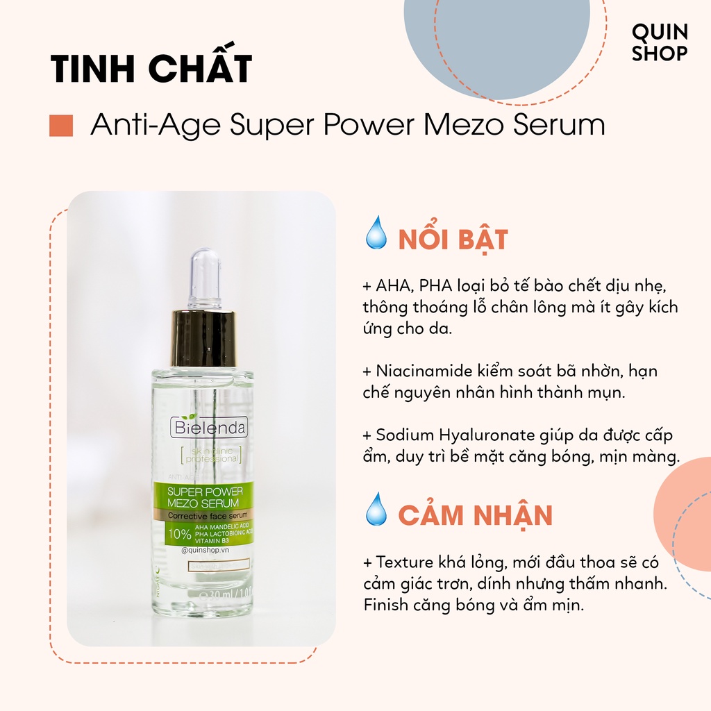 Tinh Chất Cấp Ẩm, Dưỡng Sáng, Giảm Mụn Bielenda Anti-Age Super Power Mezo Moisturizing, Correcting Face Serum