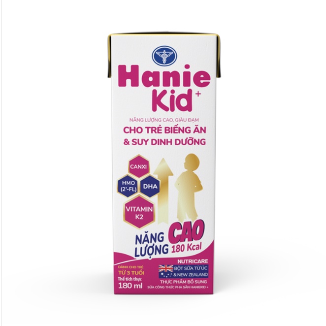 Sữa nước pha sẵn Hanie Kid+ 110ml, 180ml (lốc 4 hộp)