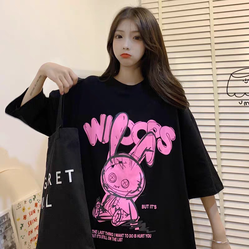Áo thun tay lỡ Unisex nam nữ  in hình chú thỏ hồng cực đẹp, áo phông tay lỡ unisex form rộng oversize streetwear | BigBuy360 - bigbuy360.vn