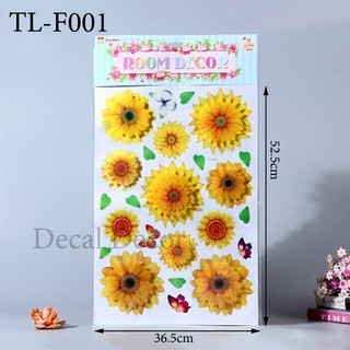 Decal Dán Tường 3D Hoa Hướng Dương TL-F001 - Sticker Trang Trí Phòng Ngủ Phòng Khách