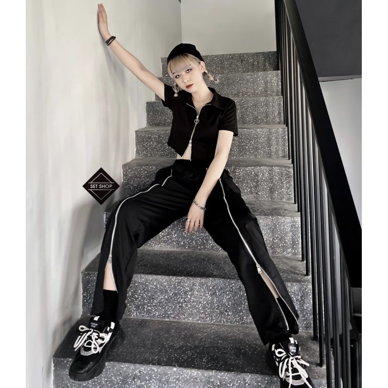 Quần culottes khoá ống