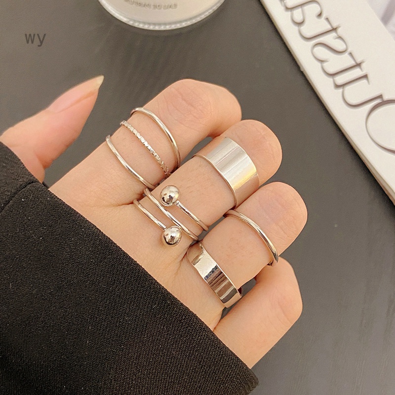 Set 5 nhẫn hợp kim nhiều lớp thời trang