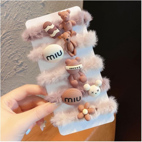 Set 5 chun tóc lông hình thú ngộ nghĩnh xinh xắn