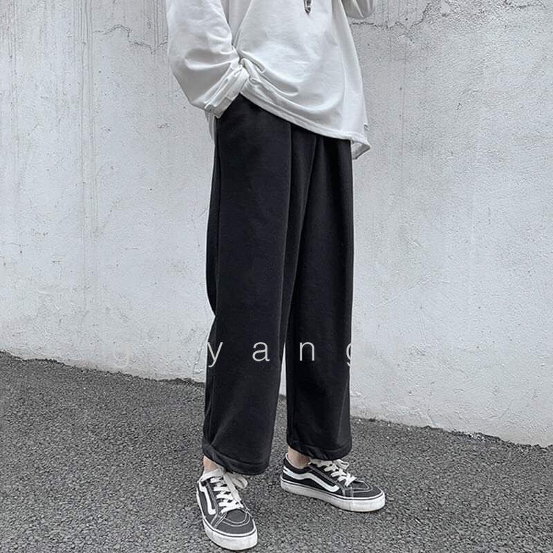 Quần ống rộng  nỉ dây rút gấu ulzzang  nam nữ  đều mặc được