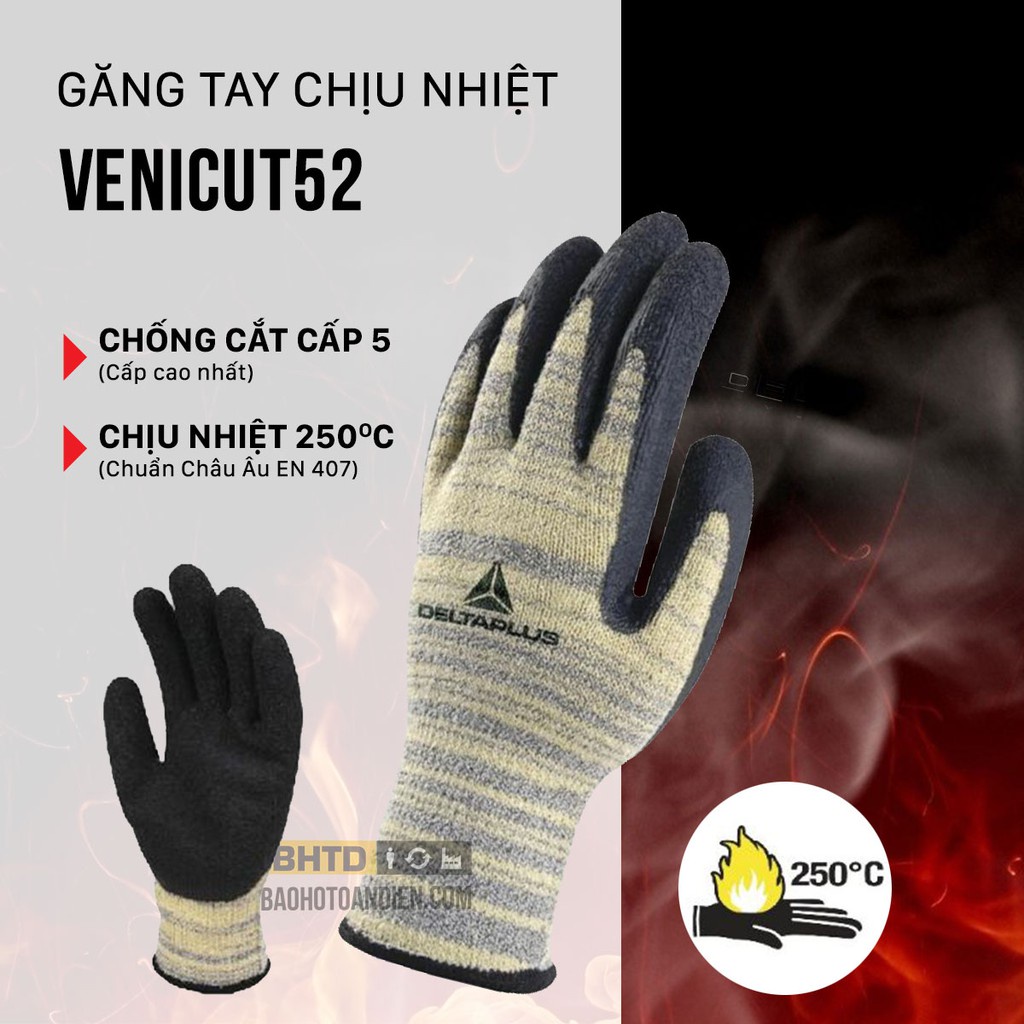 (CHÍNH HÃNG) Găng tay chống cắt chịu nhiệt VENICUT52 ôm tay. Chống cắt cấp 5, chịu nhiệt tới 250 độ C