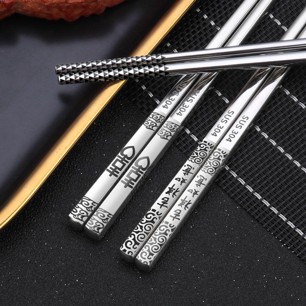 YIYU 1 Đôi Đũa Kim Loại Chống Trượt Màu Bạc