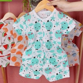 Bộ Quần Áo Trẻ Em 💖FREESHIP💖 Bộ Cotton Giấy Cộc Tay Cho Bé Trai Bé Gái Từ 3  - 15Kg TE13