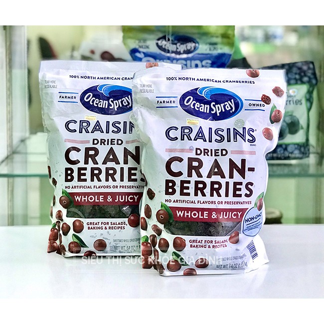 [DATE MỚI] Quả Nam Việt Quất Craisins Sấy Khô Ocean Spray Craisins Whole Dried Cranberries (CHUẨN USA)