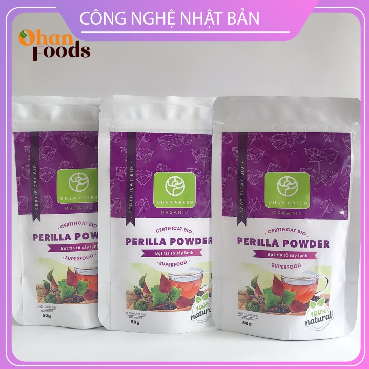 Bột Tía Tô Ohan Green Cao Cấp Organic 100%,Sấy Lạnh Nhật Bản Hỗ Trợ Giảm Cân Xóa Nám Đẹp Da,50 gram,Freeship