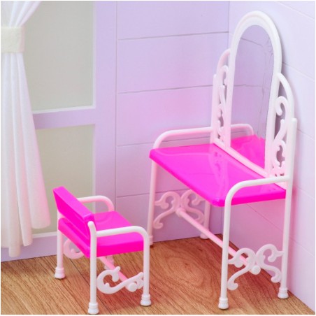 Bộ bàn trang điểm màu hường cho búp bê 30cm