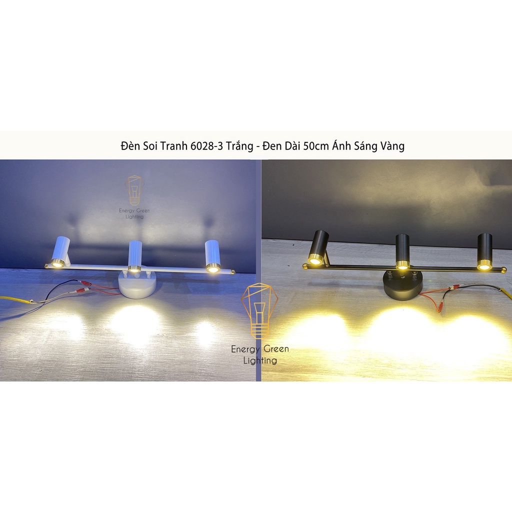 Đèn soi tranh - chiếu sáng  Energy Green Lighting 6028-3 15w - 3268-3 9w - Điều chỉnh được góc chiếu - Bảo Hành 12 Tháng