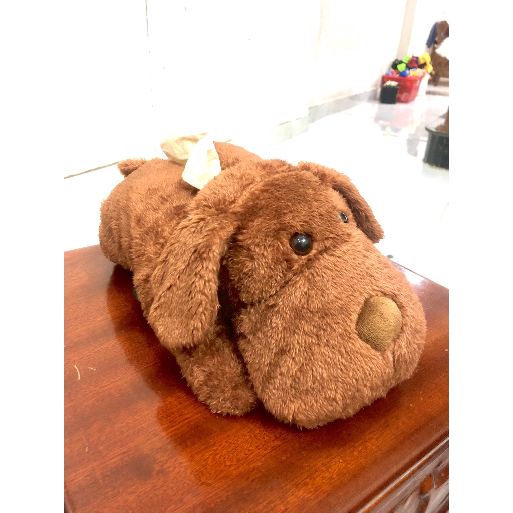 Túi đựng khăn giấy kèm kê tay trên ô tô hình cún tai dài dễ thương