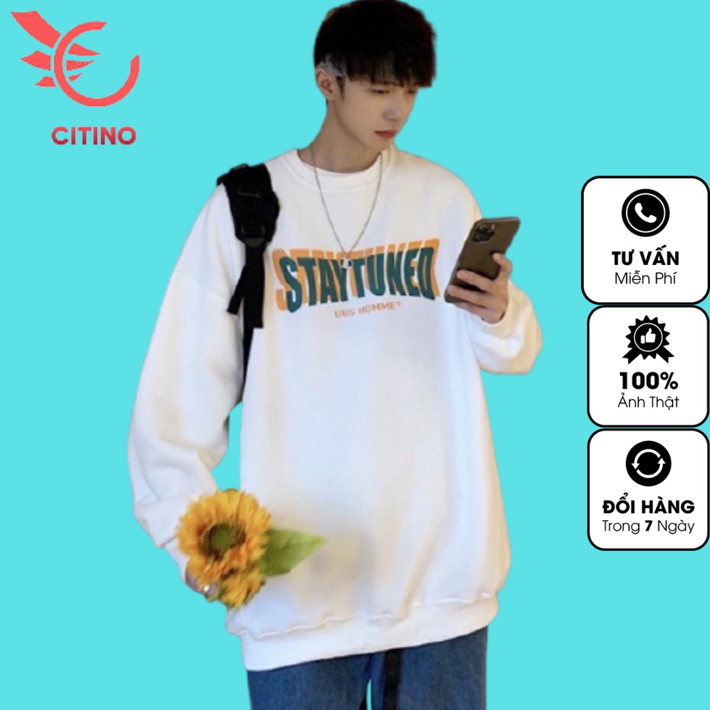 Áo sweater- TINOWEAR , áo nỉ in hình họa tiết chữ ngang ngực form rộng unisex | BigBuy360 - bigbuy360.vn