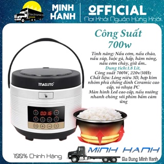 Nồi cơm điện tử lòng niêu MASUTO,dung tích 1,8L,lòng nồi chống dính cao cấp nấu ngon vị truyền thống có thể nấu cơm cháy