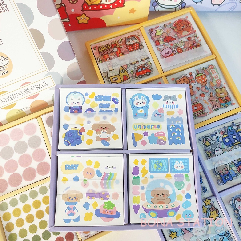 Set 10 tấm sticker dễ thương trang trí sổ tay bullet journal - set ngẫu nhiên