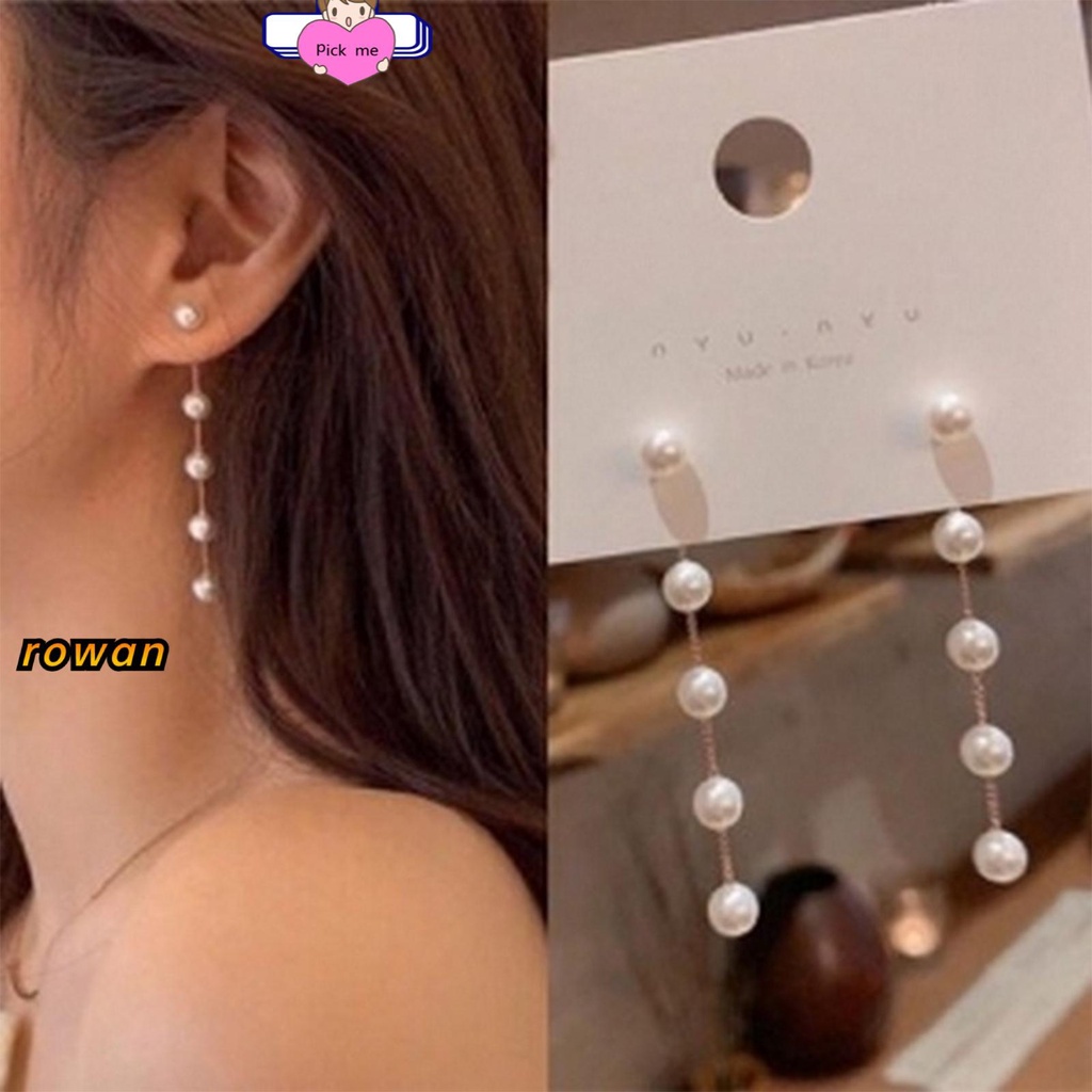 Khuyên Tai Tua Rua Dáng Dài Đính Hạt Ngọc Trai Thời Trang Cho Nữ