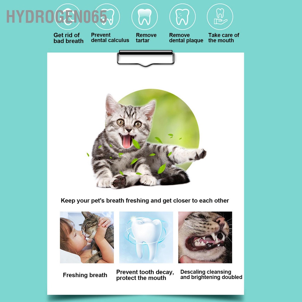Hydrogen065 Bộ bàn chải đánh răng và kem Pet Cat Làm sạch Bàn đầu mềm Dụng cụ chăm sóc