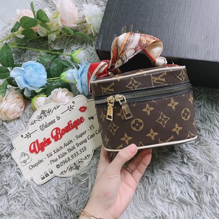 Túi xách LV Hộp mini kèm dây đeo và khăn voan