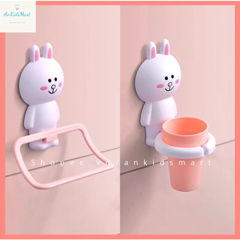 Bộ cốc, khay đựng xà bông, giá treo khăn hình hoạt hình dễ thương