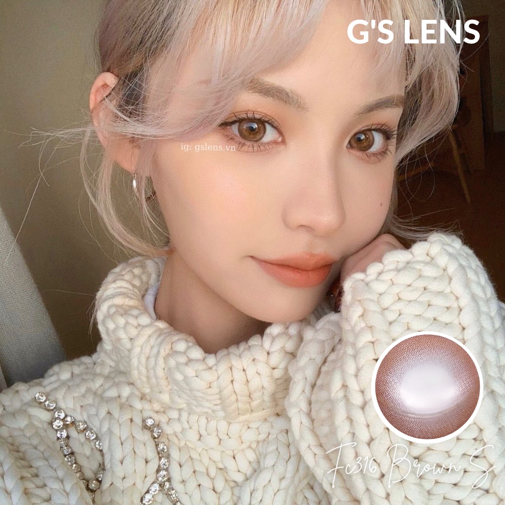 Kính Áp Tròng Nâu Sáng Hot Douyin Size S 14.2mm Có 0-7 Độ Lệch Độ Bee Brown