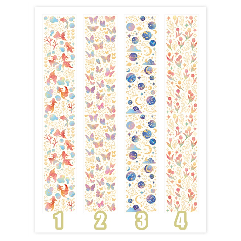 Hình dán trang trí nhật ký họa tiết đa dạng màu galaxy ấn tượng