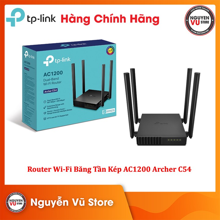 Router wifi TP-Link Băng Tần Kép Archer C54 AC1200 - Hàng Chính Hãng