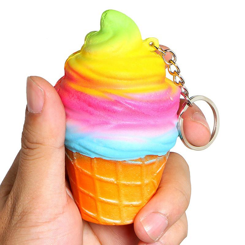 Móc khóa gắn đồ chơi kem ốc quế nhiều màu dễ thương 9.5*6CM