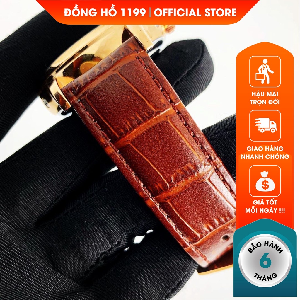 Đồng hồ cơ 1199WATCHES đồng hồ dây da nam 42mm size chuẩn chống nước chống xước dây da nâu 5089vx | BigBuy360 - bigbuy360.vn