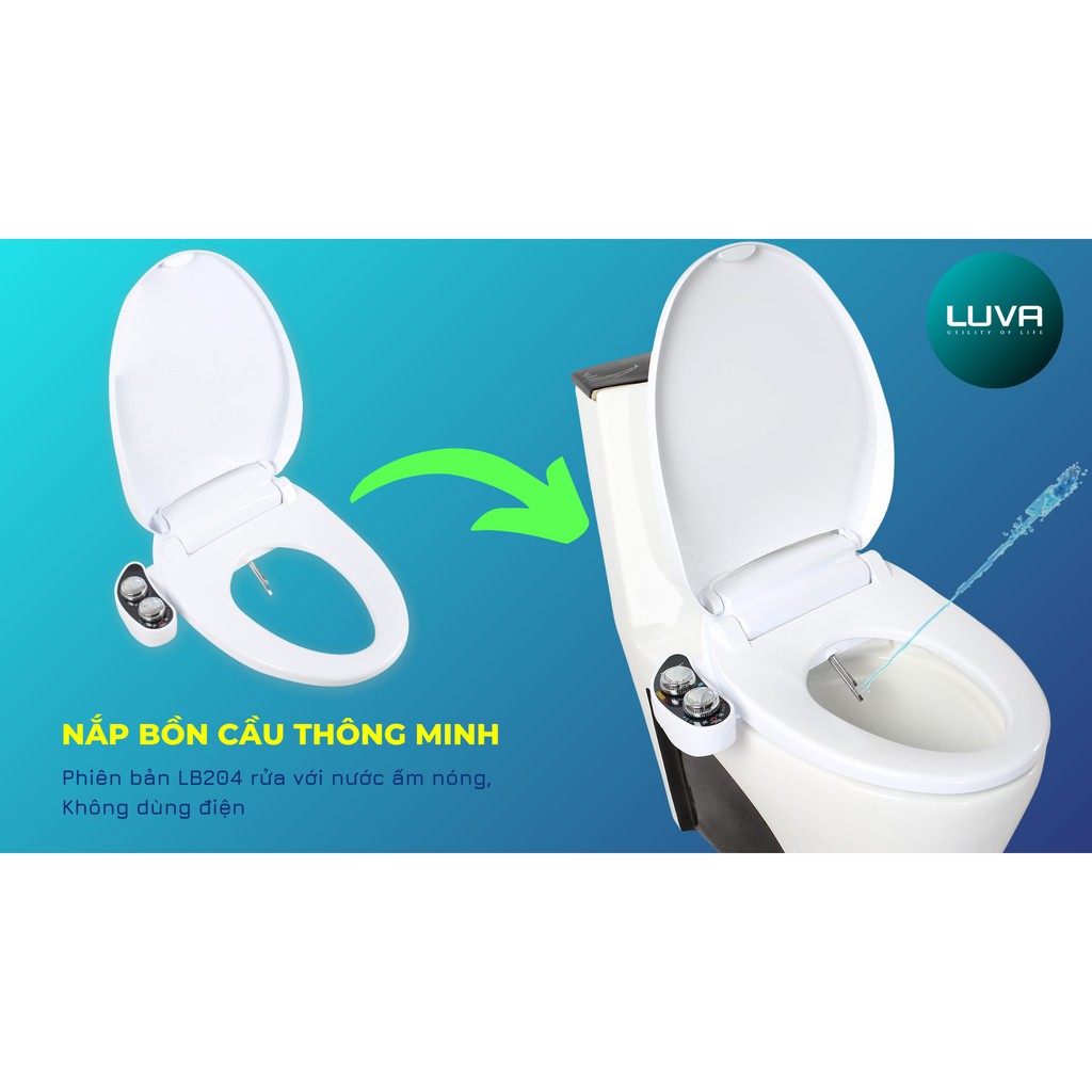 Nắp bồn cầu vệ sinh thông minh Luva Bidet LB204, có nước nóng, bảo hành 3 năm, đổi lỗi 15 ngày, model 2022