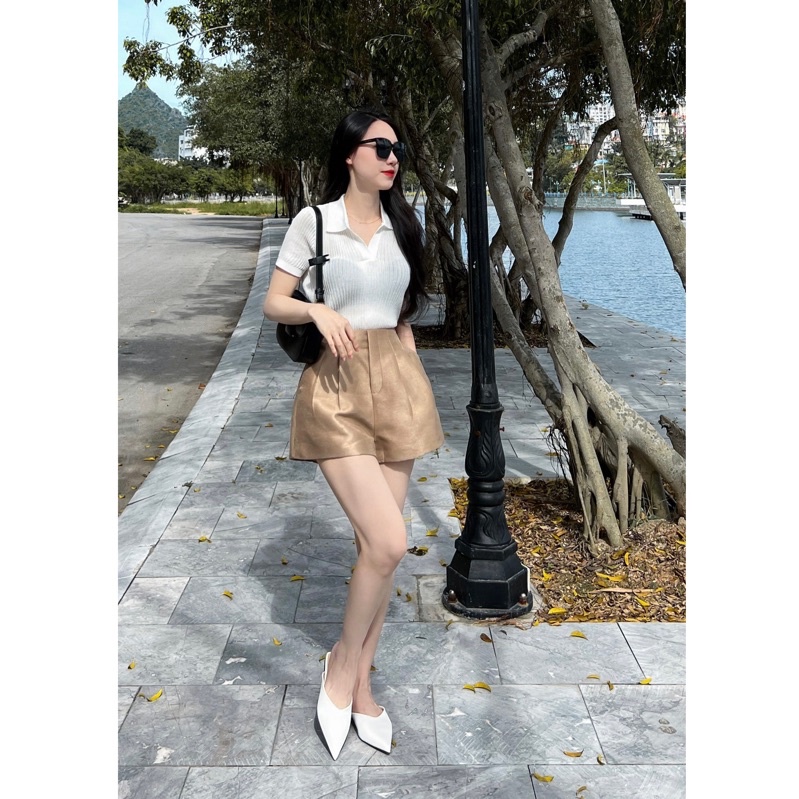 Áo cổ bẻ nữ len mongtoghi thời trang Quảng Châu ⚡️ áo polo A515