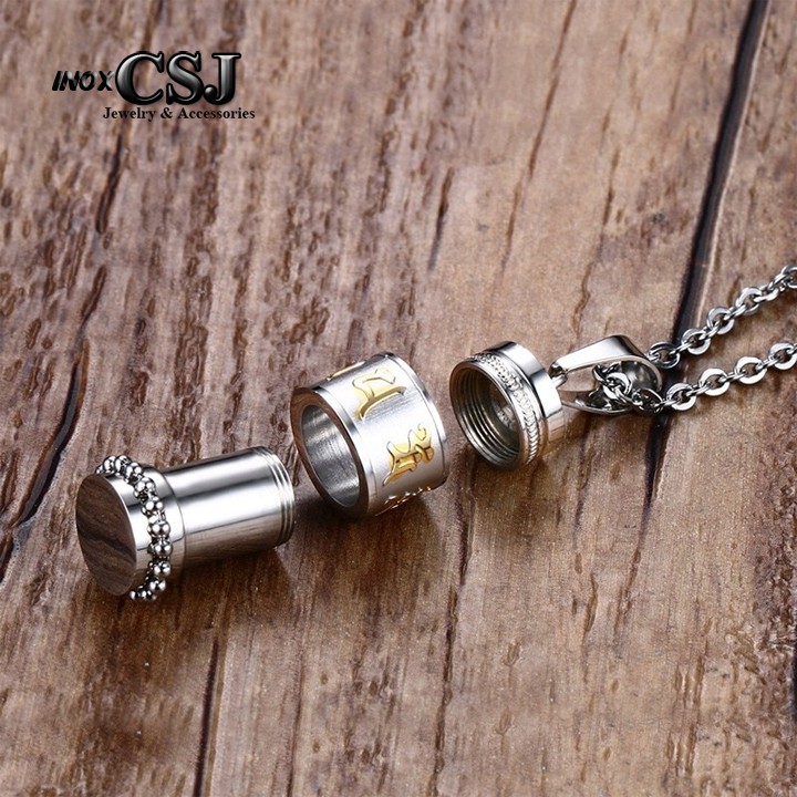 MẶT DÂY CHUYỀN TITAN UM MANI PADME HUM HÌNH TRỤ