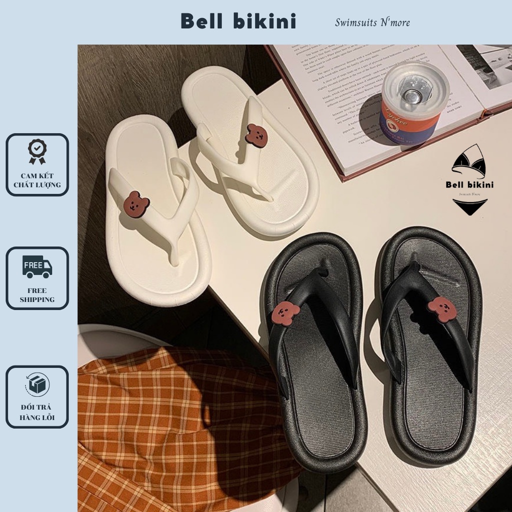 Dép Xỏ Ngón Nữ Hình Gấu Nhiều Màu Thời Trang Hàn Quốc - Dép Tông Đi Biển Kẹp Ngón Nữ Cute Dễ Thương - Bellbikini - D013