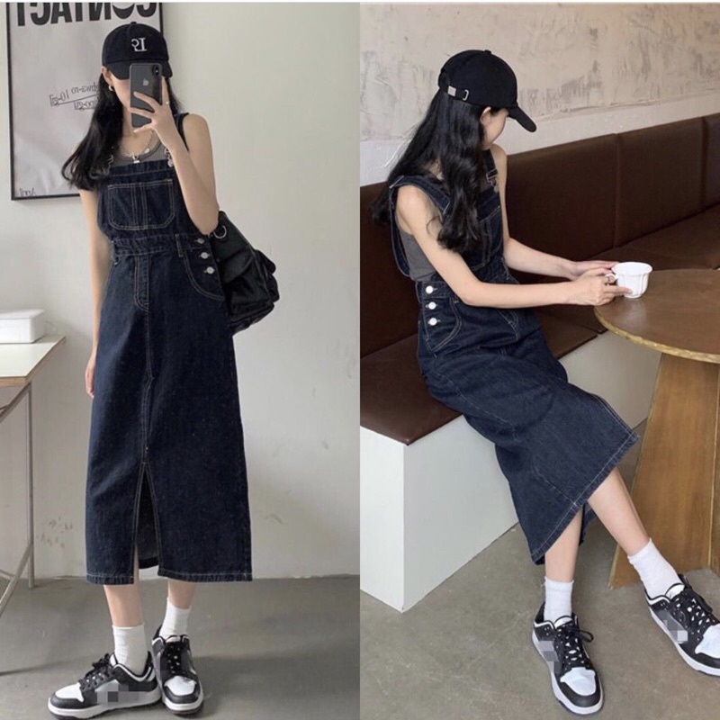 Yếm Denim Liền Thân Cá Tính Phong Cách Hàn Quốc Thời Trang 2022