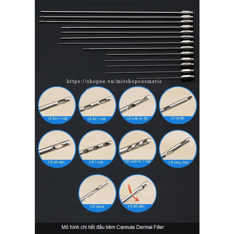 Cây kim Canulas hút mỡ cấy mỡ bơm nước dùng trong thẩm mỹ- Waters injection needle Liposuction Cannula Cây Canula