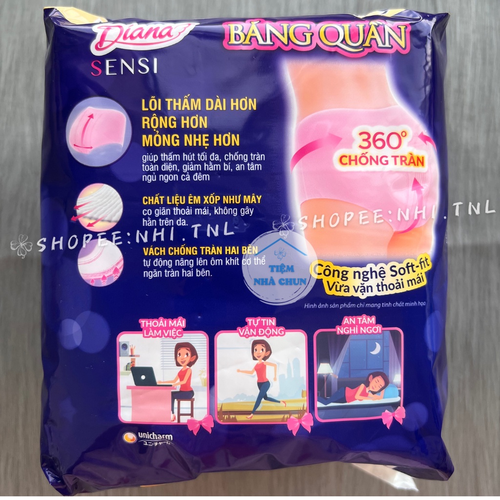 Băng Vệ Sinh Ban Đêm Dạng Quần  Diana Sensi Size M - L Gói 5 Miếng