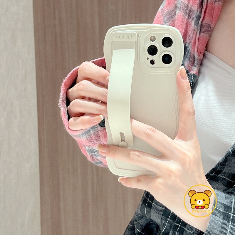 Ốp Điện Thoại TPU Mềm Màu Trơn Có Dây Đeo Tay Cho iPhone 13 Pro Max 12 Pro Max 11 Pro Max