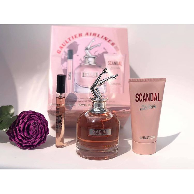 Auth - Set nước hoa Jean Paul Gaultier Scandal Travel Exclusive EDP for Women (NH 80ml + NH 10ml + Lotion 75ml)