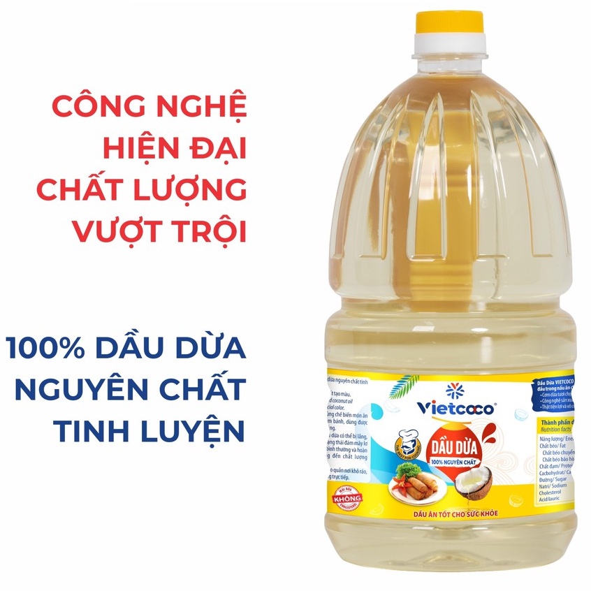 Dầu dừa Vietcoco nấu ăn tinh luyện nguyên chất - Cooking Oil Coconut Vietcoco [ DDTLV ]