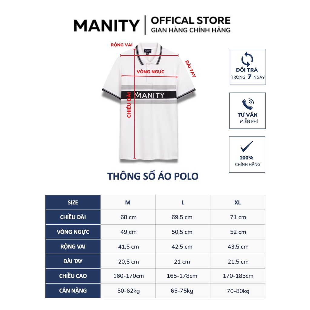 Áo polo nam cổ bẻ slogan MANITY vải cá sấu Cotton xuất khẩu,chuẩn form, sang trọng - PLM0005