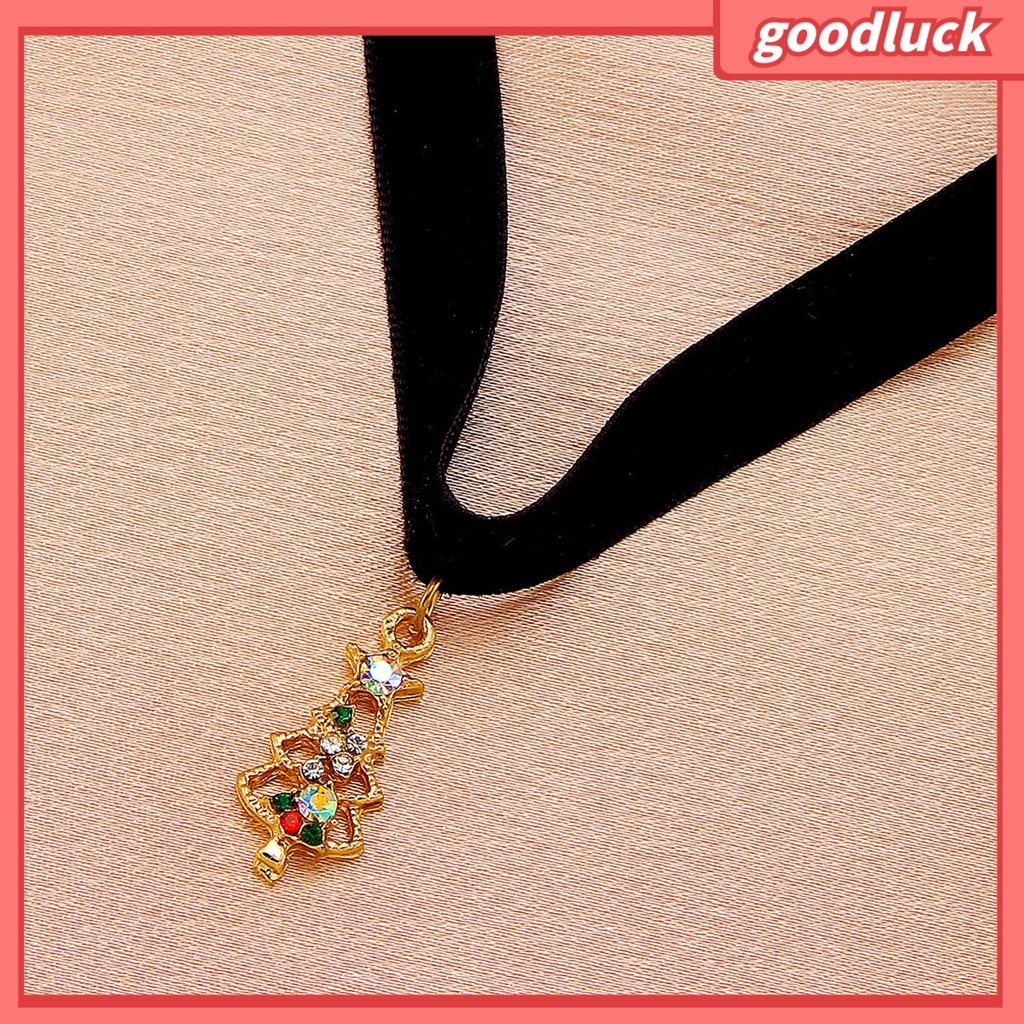 Vòng Cổ Choker Bằng Nhung Mặt Hình Cây Thông Giáng Sinh Dành Cho Nữ