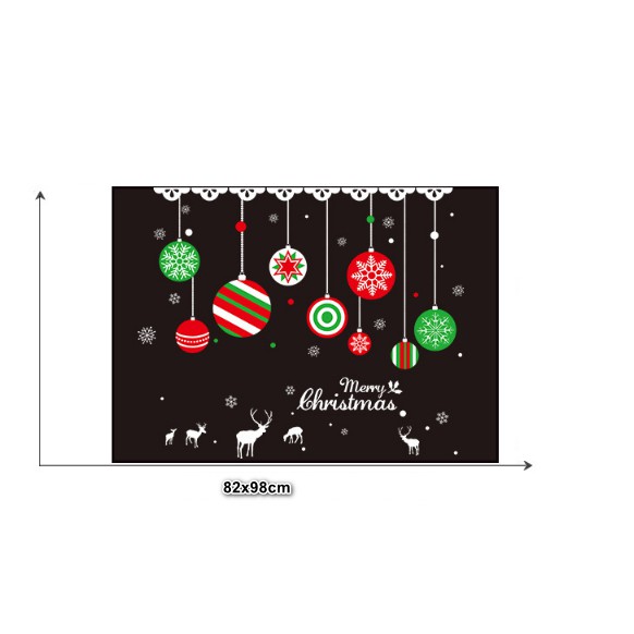 Decal dán tường Noel - Rèm trái châu đủ màu xinh xắn