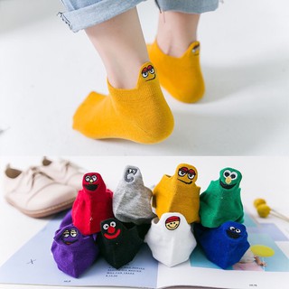 Sét 5 Đôi Tất Vớ Cổ Ngắn Thêu Mặt Cười Siêu Cute Hàng Tốt Dày Mịn [GIAO MÀU NGẪU NHIÊN]