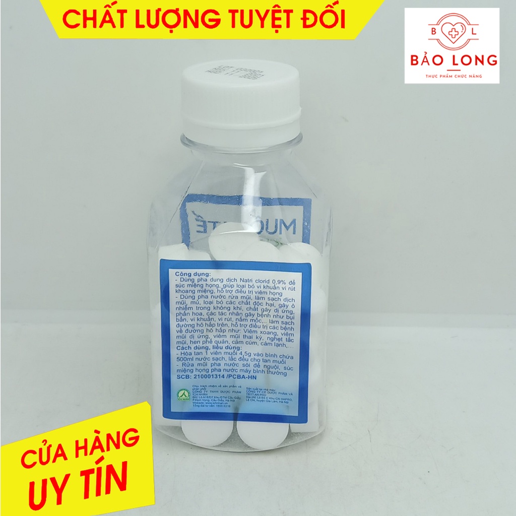 Muối y tế ÍCH NHÂN lọ 50 viên x 4,5 gr - giúp làm sạch khoang mũi, bảo vệ mũi